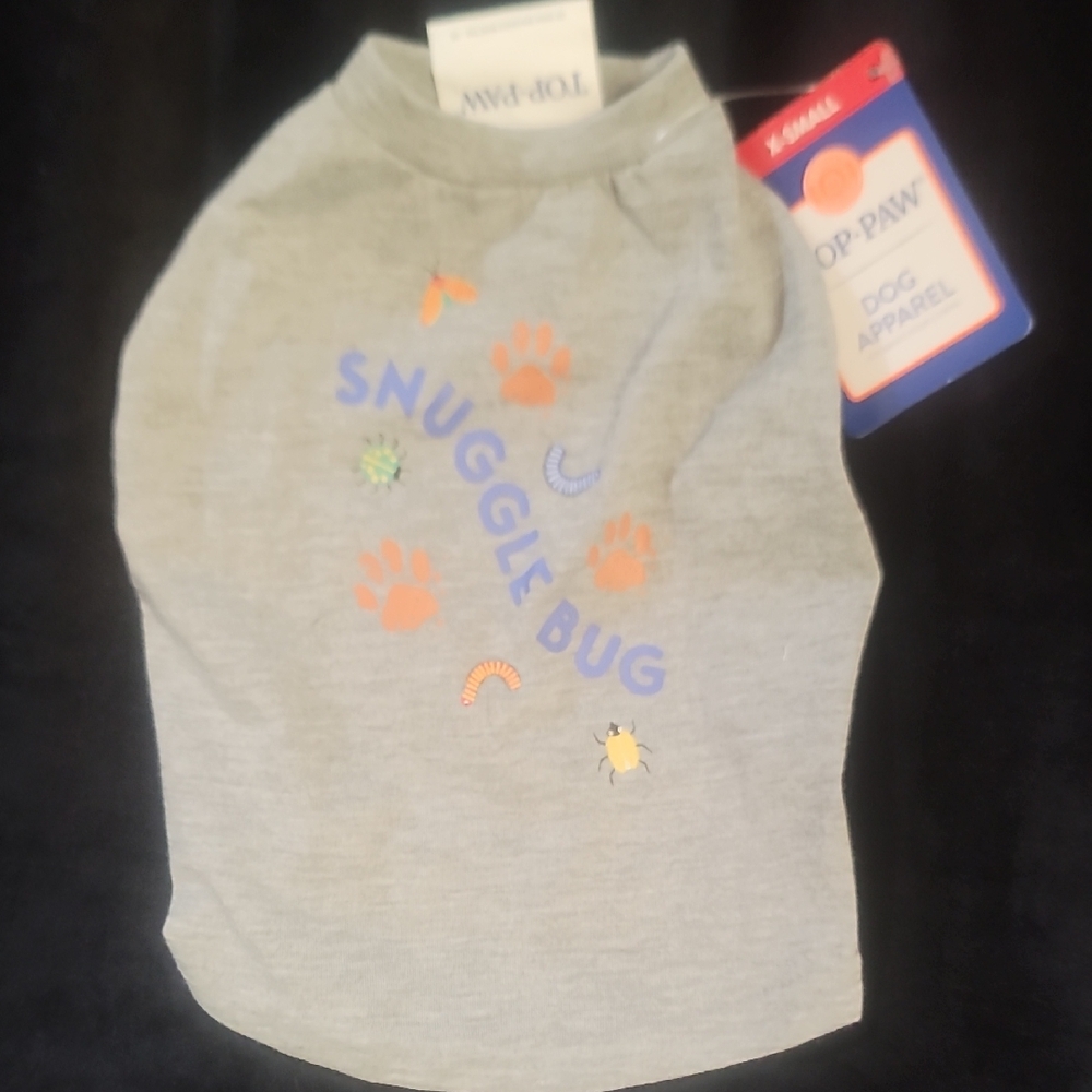 Top Paw Gray Dog Shirt with Snuggle Bug Design